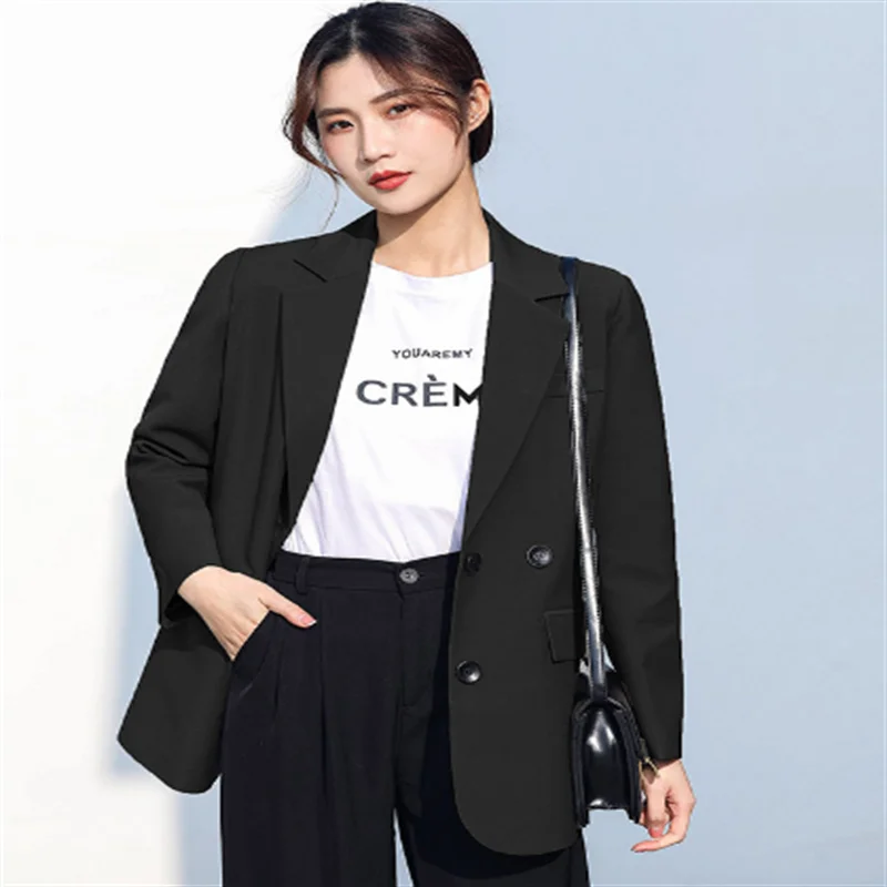 Black Suit Jacket Womens 2022 New Korean Version Oversize Design Casual Suit All Match Fashion Blazer Mujer Office L